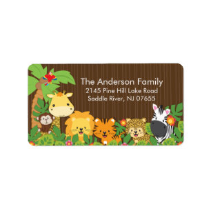 Cute Jungle Safari Baby Shower Address Label