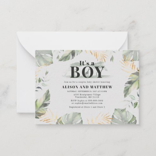 Cute Jungle Safari Baby Shower Boys Giraffe Note Card