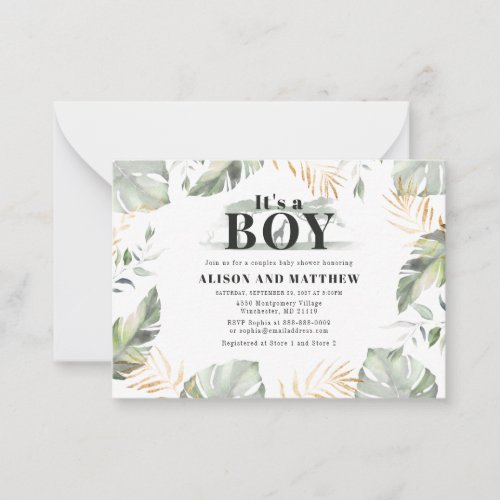 Cute Jungle Safari Baby Shower Boys Giraffe Note Card