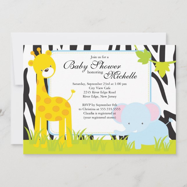 Cute Jungle Safari Baby Shower Invitation (Front)