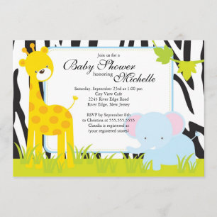 Cute Jungle Safari Baby Shower Invitation