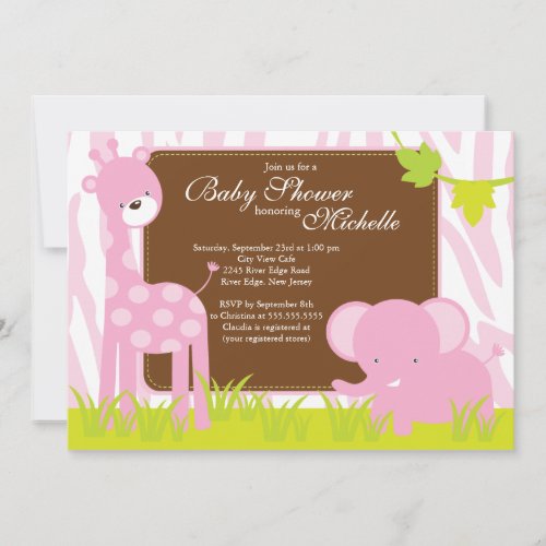 Cute Jungle Safari Baby Shower Invitation