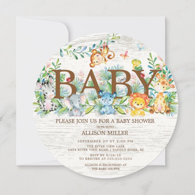 Cute Jungle Safari Baby Shower Invitation (Front)