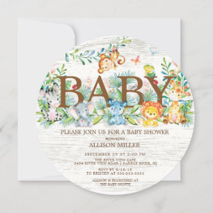 Cute Jungle Safari Baby Shower Invitation