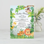 Cute Jungle Safari Baby Shower Invitations (Standing Front)