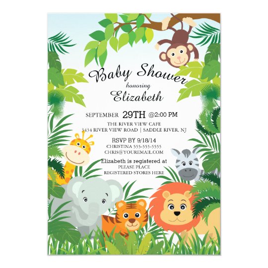 Cute Jungle Safari Baby Shower Invitations Zazzle Free Printable Safari Baby Shower Invitation Templates