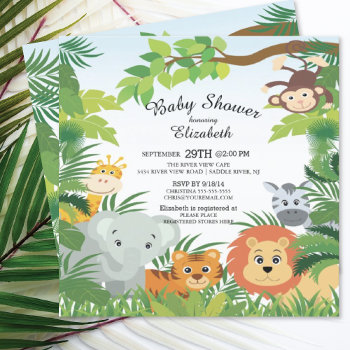 Cute Jungle Safari Baby Shower Invitations by invitationstop at Zazzle