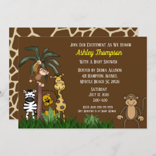 Cute Jungle Safari Baby Shower Invitations
