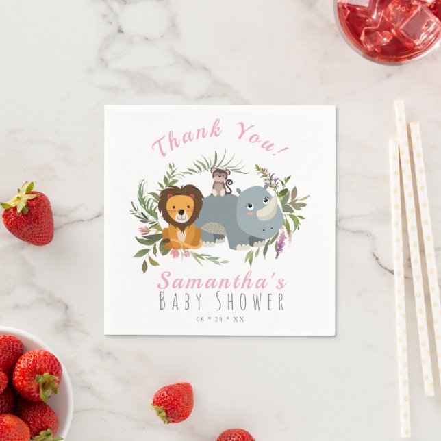 Cute Jungle Safari Baby Shower Thank You  Napkins (Insitu)