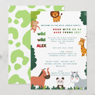 Cute Jungle Safari Birthday Invitation Editable