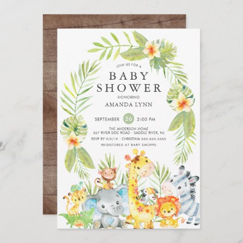 Cute Jungle Safari Boy Baby Shower Invitation