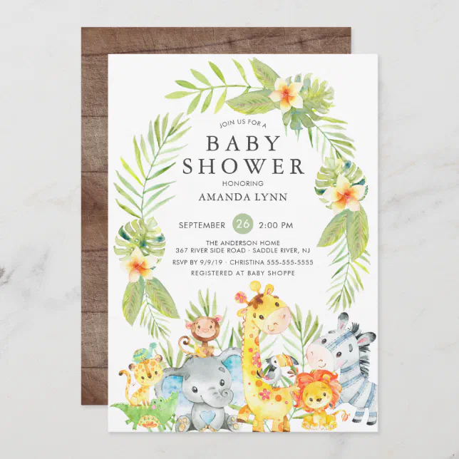 Cute Jungle Safari Boy Baby Shower Invitation | Zazzle