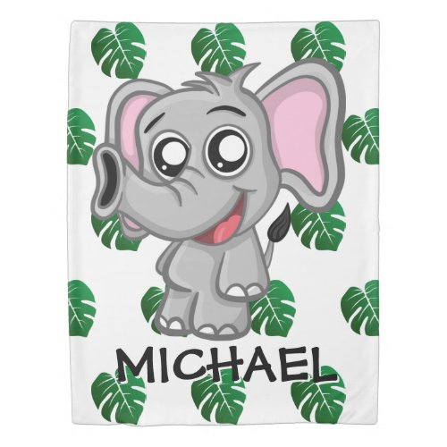 Cute Jungle Safari Elephant Animal Kids Duvet Cover