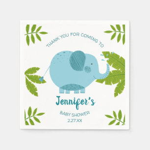 Cute Jungle Safari Elephant Baby Shower Napkins