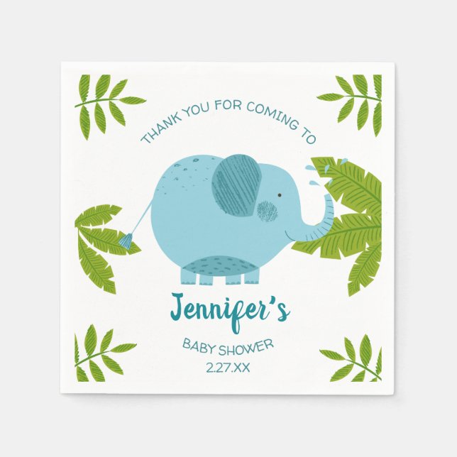 Cute Jungle Safari Elephant Baby Shower Napkins (Front)