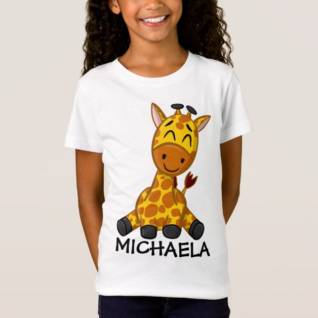 Cute Jungle Safari Giraffe Animal Kids T-Shirt (Front)