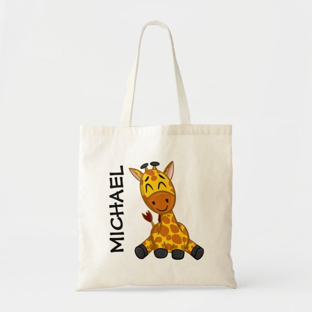 Cute Jungle Safari Giraffe Animal Kids Tote Bag (Front)