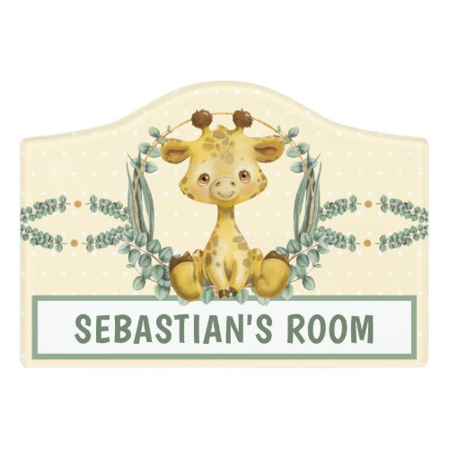 Cute Jungle Safari Giraffe Baby Nursery  Door Sign