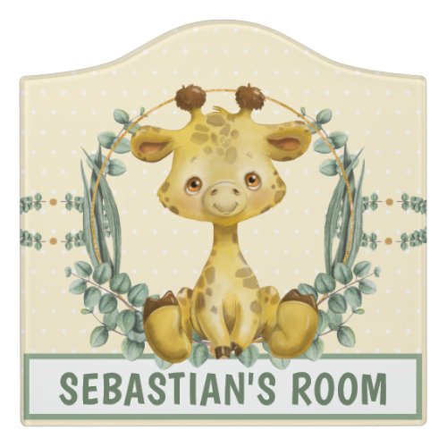 Cute Jungle Safari Giraffe Baby Nursery  Door Sign