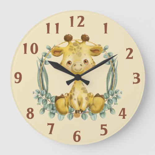 Cute Jungle Safari Giraffe Baby Nursery Large Clock