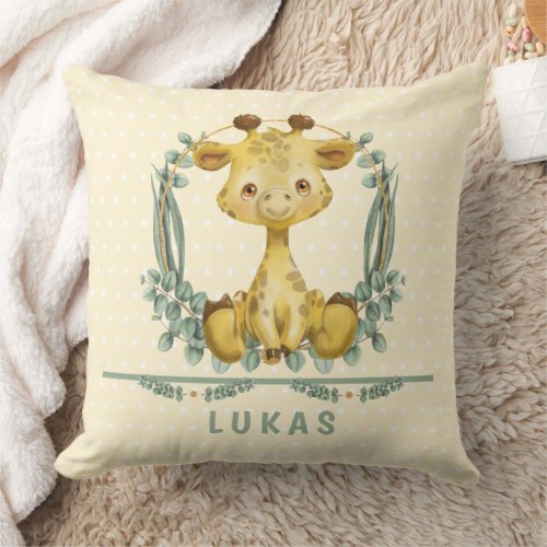 Cute Jungle Safari Giraffe Baby Nursery     Throw Pillow