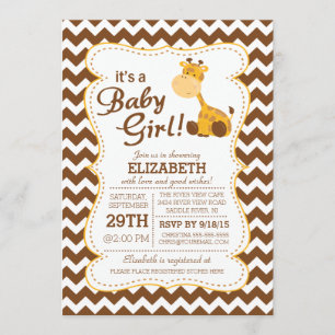 Cute Jungle Safari Giraffe Baby Shower Invitation