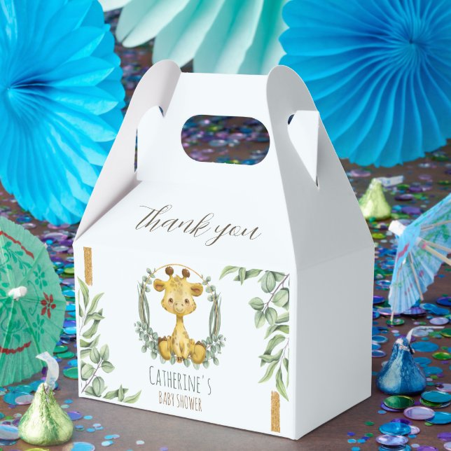 Cute Jungle Safari Giraffe Baby Shower Thank You Favor Boxes (Party)