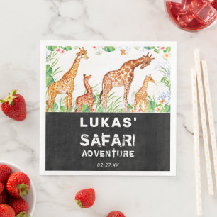 Cute Jungle Safari Giraffe Birthday Paper Dinner Napkins
