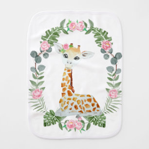 Cute Jungle Safari Giraffe for baby girl Baby Burp Cloth