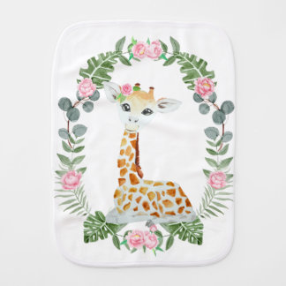 Cute Jungle Safari Giraffe for baby girl Burp Cloth