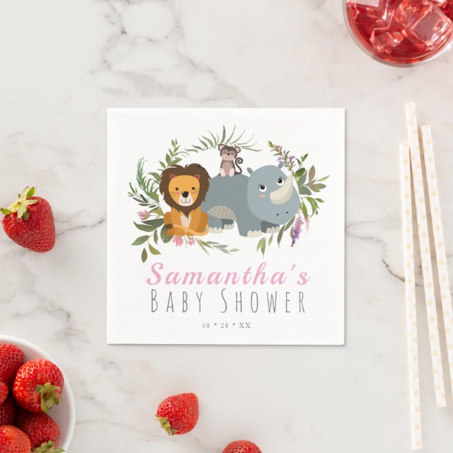 Cute Jungle Safari Girl Baby Shower  Napkins (Insitu)