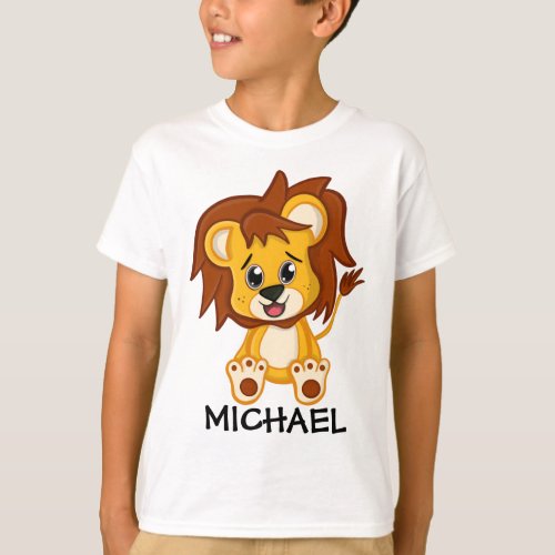 Cute Jungle Safari Lion Animal Kids T_Shirt