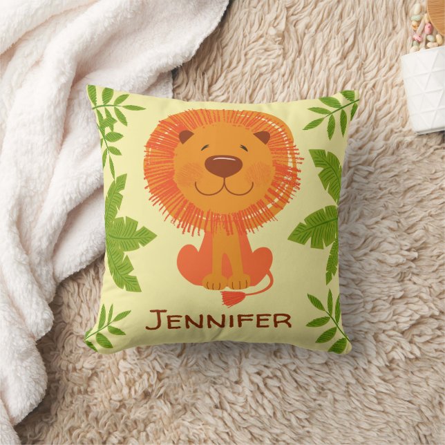 Cute Jungle Safari Lion Baby Nursery Throw Pillow (Blanket)