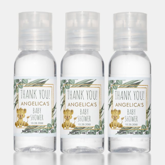 Cute Jungle Safari Lion Baby Shower Thank You  Hand Sanitizer (Set)