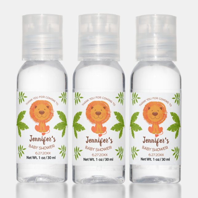 Cute Jungle Safari Lion Baby Shower Thank You Hand Sanitizer (Set)