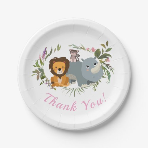 Cute Jungle Safari Lion Baby Shower Thank You Paper Plates