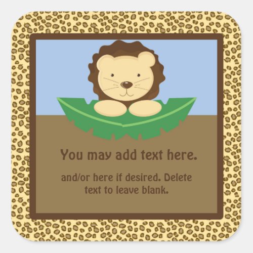 Cute Jungle Safari Lion Party Baby Shower Sticker