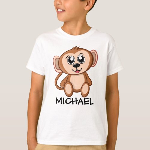 Cute Jungle Safari Monkey Animal Kids T_Shirt