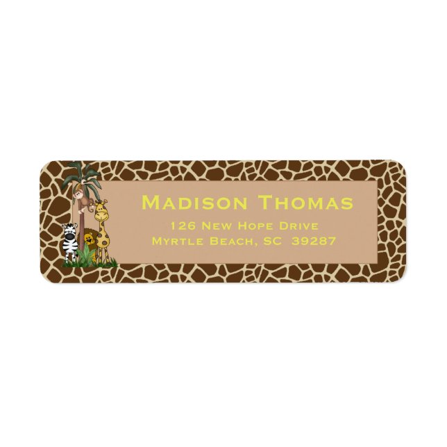 Cute Jungle Safari Return Address Label (Front)