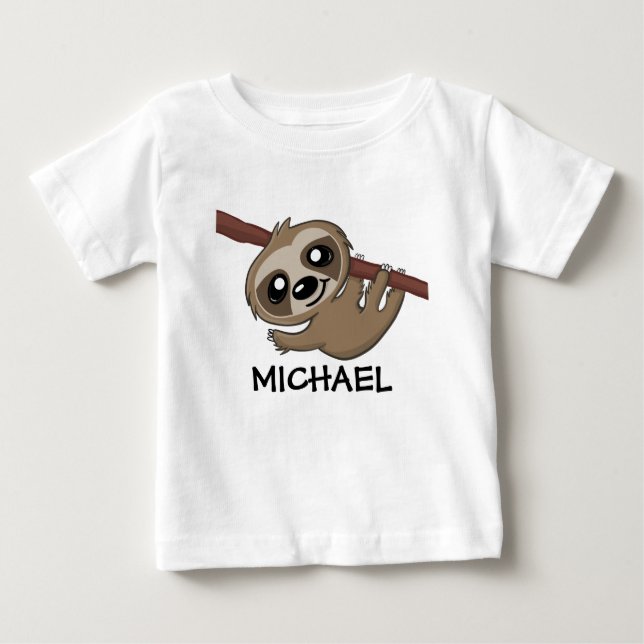 Cute Jungle Safari Sloth Animal Kids Baby T-Shirt (Front)