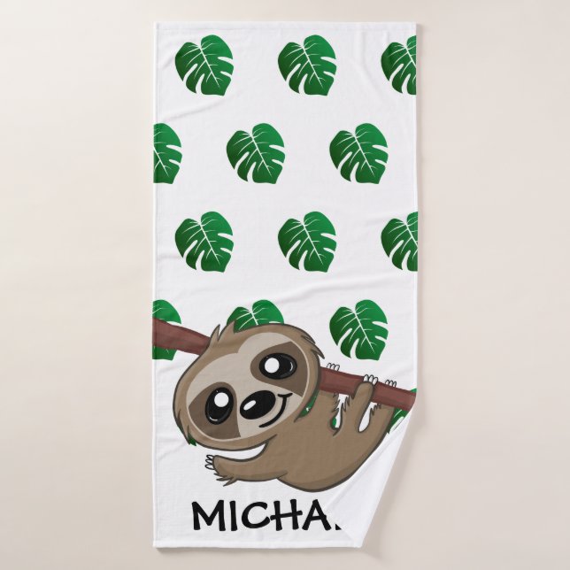 Cute Jungle Safari Sloth Animal Kids Bath Towel Set (Bath Towel)