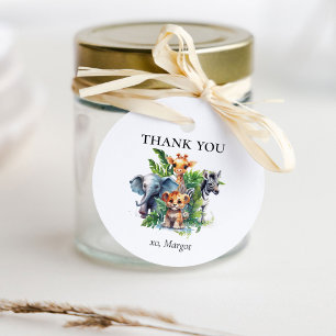 Cute Jungle Safari Tropical Animals Baby Shower Favor Tags