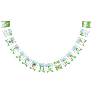 Cute Jungle Safari Zoo Animals Welcome Baby Shower Bunting Flags