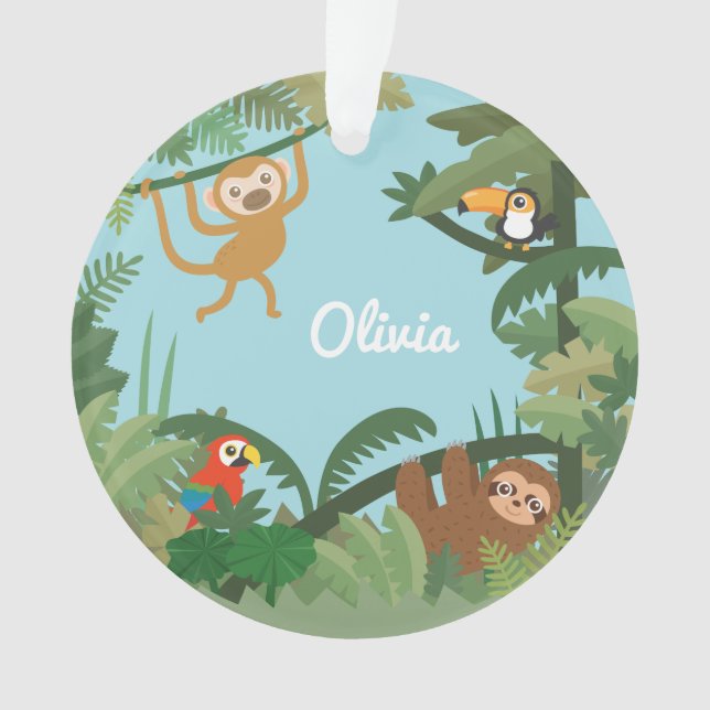 Cute Jungle Theme Nursery Decorative Ornament (Front)