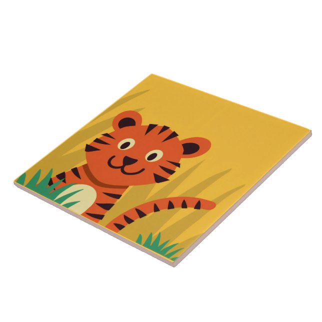 Cute Jungle Tiger Decorative Ceramic Tile (Side)