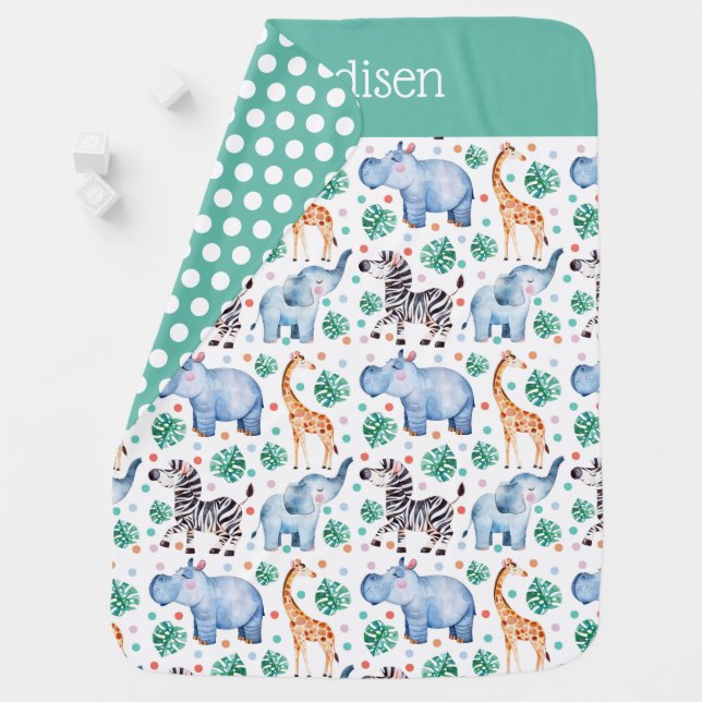 Cute Jungle Wild Animals Baby Blanket (In Situ)