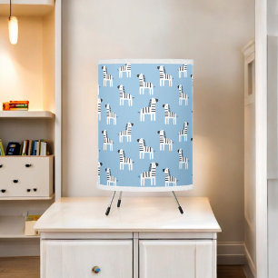 Cute Jungle Zebra with Blue Background For Kids Tripod Lamp