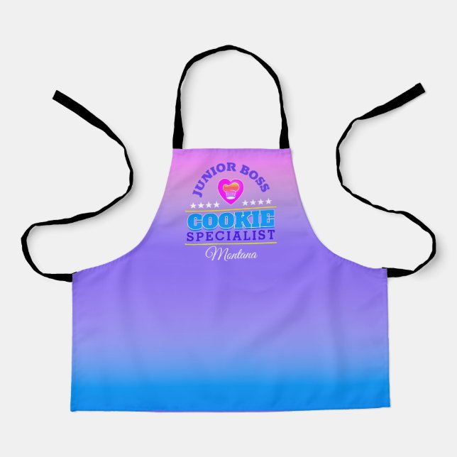 Cute Junior Boss COOKIE Specialist with Your Name Apron (Front)