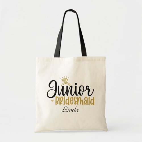 cute Junior Bridesmaid add name Wedding Tote Bag