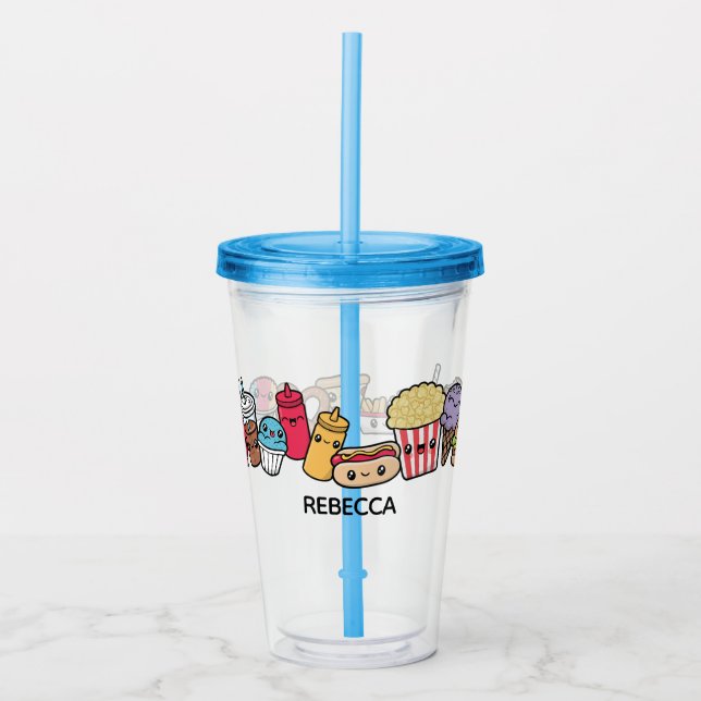 Cute Junk Food Acrylic Tumbler (Front)